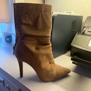 Journee Collection Tan Suede Heeled Boots